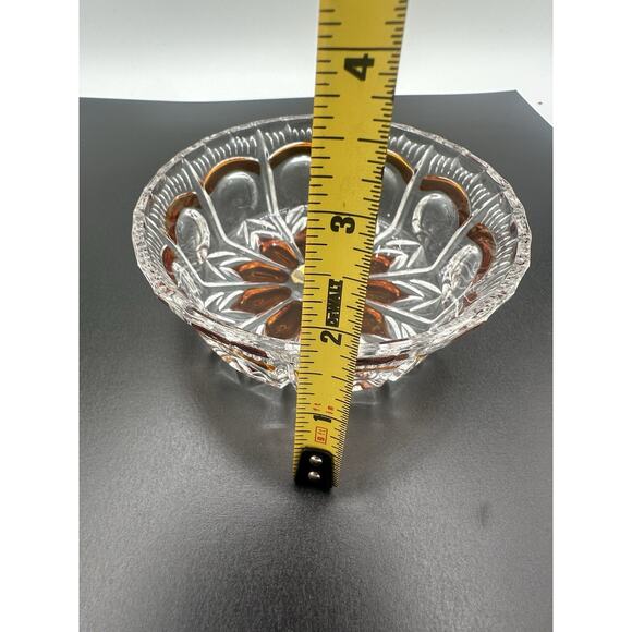 Amber Crystal Dish Echt Bleikristall Gepresst Rare Find Lead - Picture 4 of 8